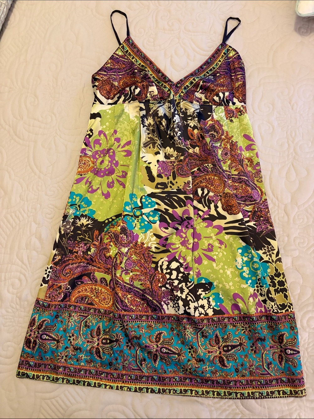 Beige by eci Multicolor Floral Paisley Slip Dress
